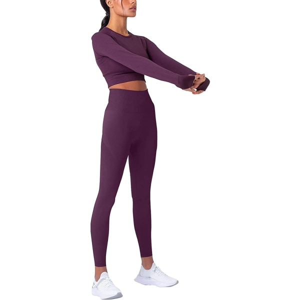 Yogaoutfits för kvinnor 2-delat set, set med hög midja XS