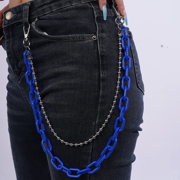 Akryl Layered Jeans Chain Hip Hop Byx Chain (Blå)