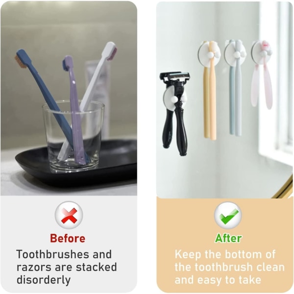 8 st tandborststöd, sugkopp tandborsthållare (vit)