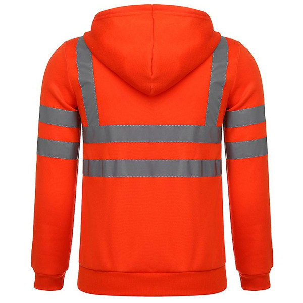 Män Vis Hooded Sweatshirt Säkerhet High Visibility Arbetsrock Orange 2XL