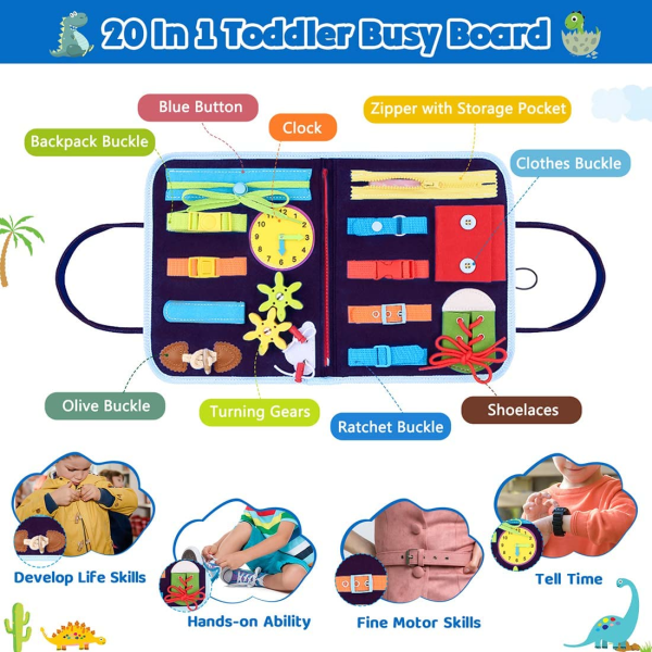 Busy Board, 20 i 1 toddlers Toys Sensory Activity Board