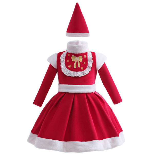 110cm Julprinsessklänning för flickor, Röd barnkalas Dr