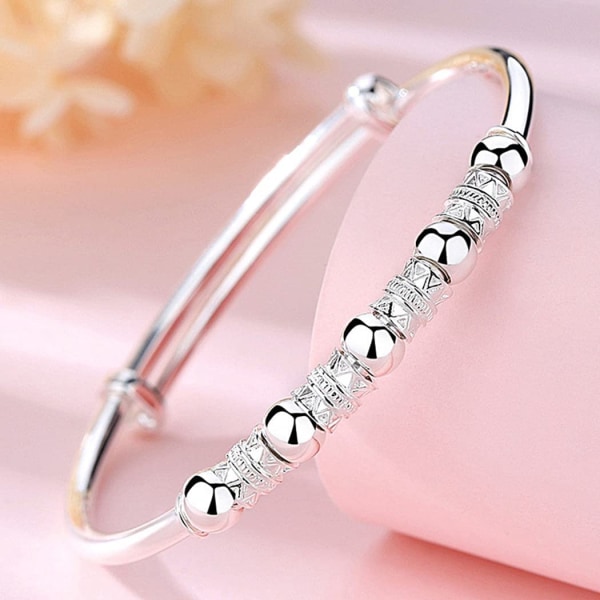 925 Sterling Silver Bead Spinner Armband Armband Dam(04)
