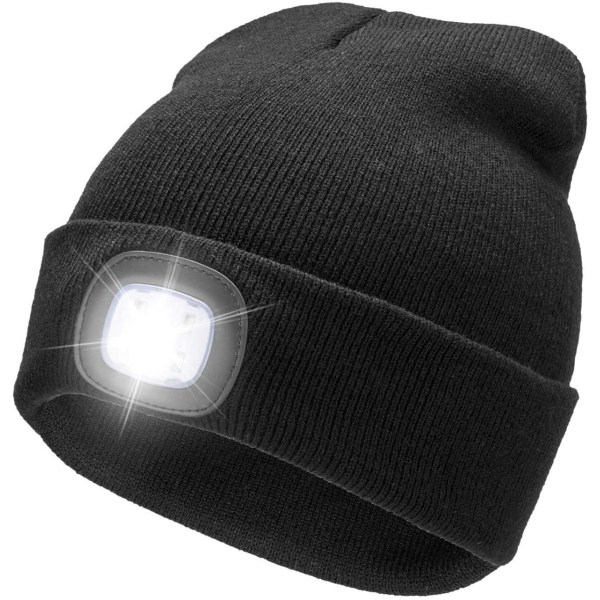 LED-belyst cap, USB uppladdningsbar 4 LED-strålkastare