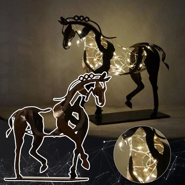Modern och abstrakt handgjord hästskulptur, svart