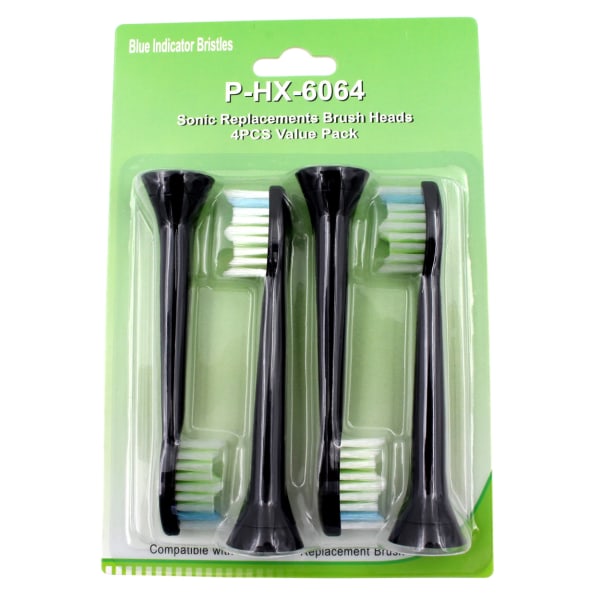 4-pack Philips Sonicare-kompatibelt tandborsthuvud, svart