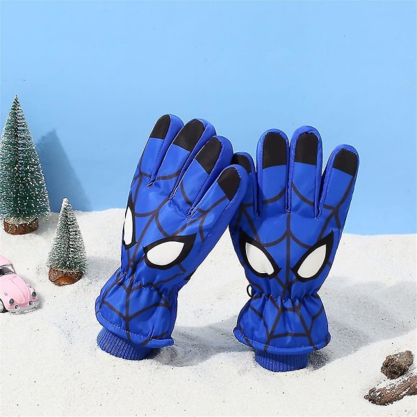 Spiderman/enhörning tecknat print Barn Pojkar Flickor Snow Ski Handskar W Blue Spider-man