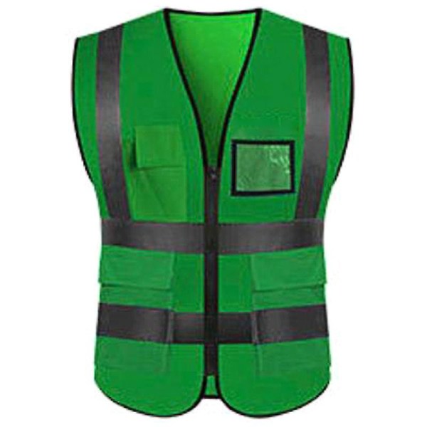 Väst Zip Up väst med fickor Säkerhetsjacka för arbetskläder Green 2XL