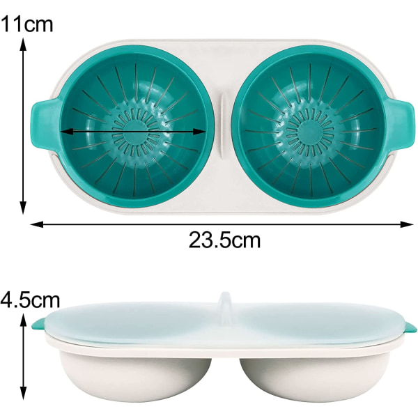 Mikrovågsugn äggpoacher dubbel äggskål Spis ångkokare 2 koppar