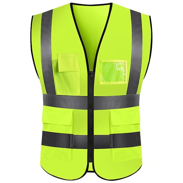 Väst Zip Up väst med fickor Säkerhetsjacka för arbetskläder Yellow XL