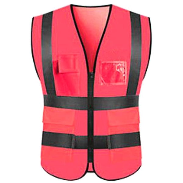 Väst Zip Up väst med fickor Säkerhetsjacka för arbetskläder Pink 2XL