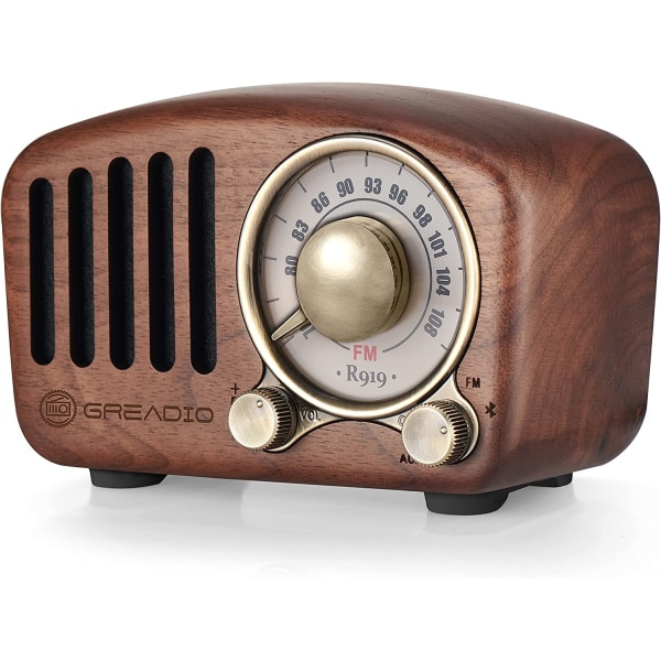 Vintage Radio Retro Bluetooth Högtalare Walnut Trä FM-radio