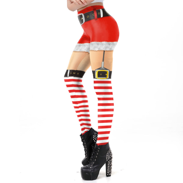 Dammode 3D Digital Print Skinny Leggings för julen 2023