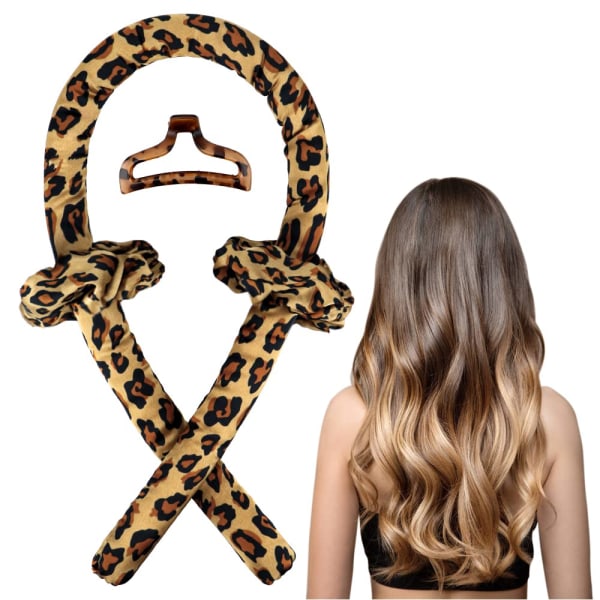 Värmelös hårrullare, värmelös locktång pannband, leopard