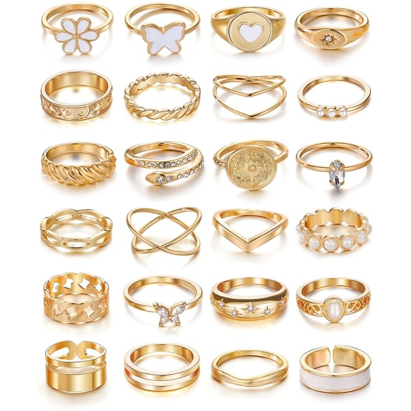 24st guld Knuckle Rings Set för kvinnor flickor