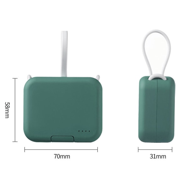 Liten bärbar laddare, mini Power Bank och telefonhållare, bärbar Green