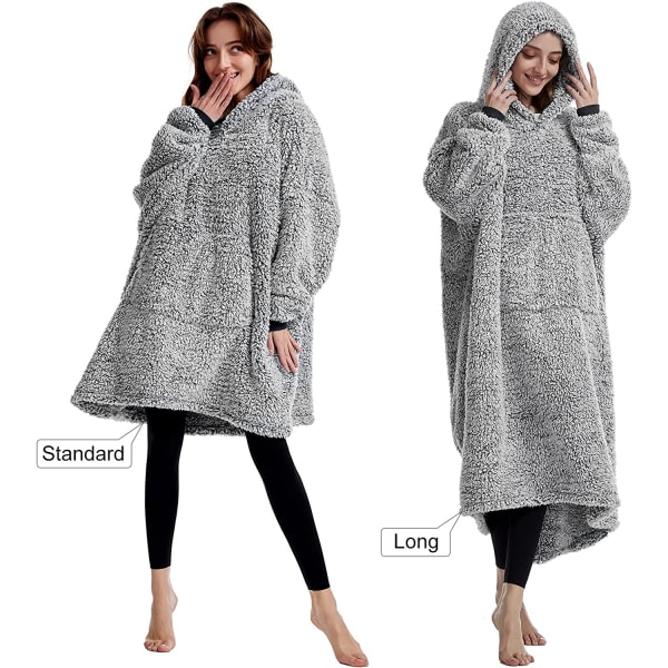 Sherpa bärbar filt Sweatshirt Snuggle filt för kvinnor