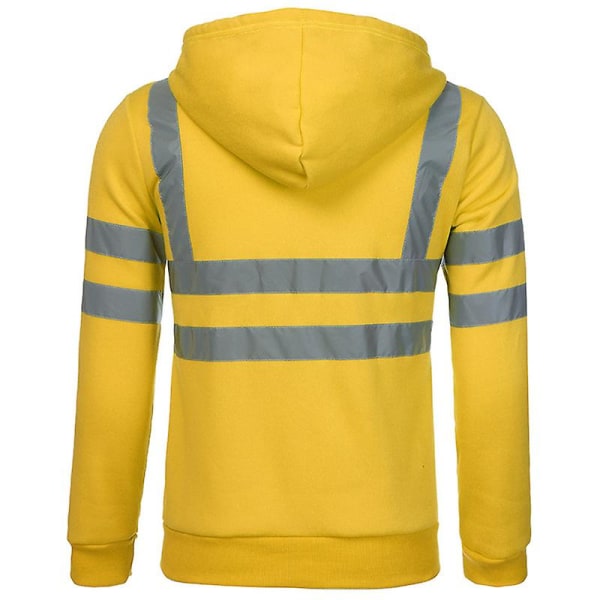 Män Vis Hooded Sweatshirt Säkerhet High Visibility Arbetsrock Yellow XL