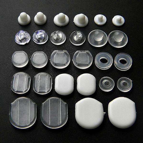 [LLC] Thlicone örhängeskuddar för clip-on – 100-pack transparenta mjuka dynor D