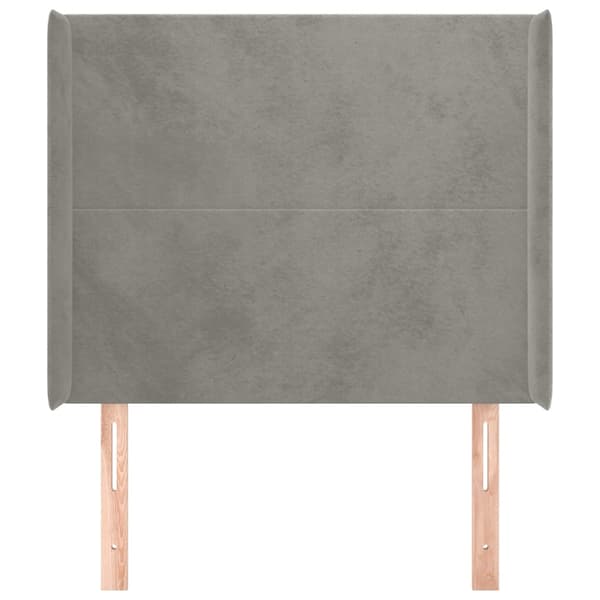 [LLC]vidaXL Headboard with Wings Light Grey 93x16x118/128 cm Velvet Grey Ljusgrå Polyester, Trä
