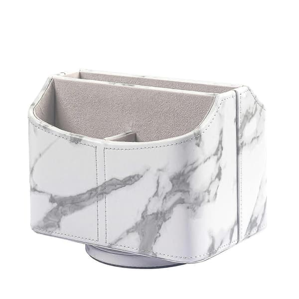 [LLC] Remote Control Holder Rotating Leather Space-Saving For Table Mobile Phone