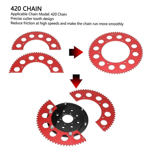 [LLC]Universal Split Sprocket 420 Kæde 42 Tænder Aluminiumlegering Bageste Split Sprocket til Predator Mini Bike Go Kart
