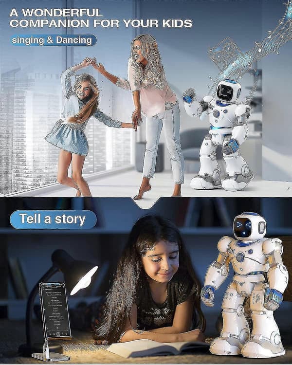 Smarte Robotter Til Børn, Stor Programmerbar Interaktiv RC Robot Med Stemmestyring, App-Styring, Gave Til 4 5 6 7 8 9 År Gamle Børn Drenge Og Piger