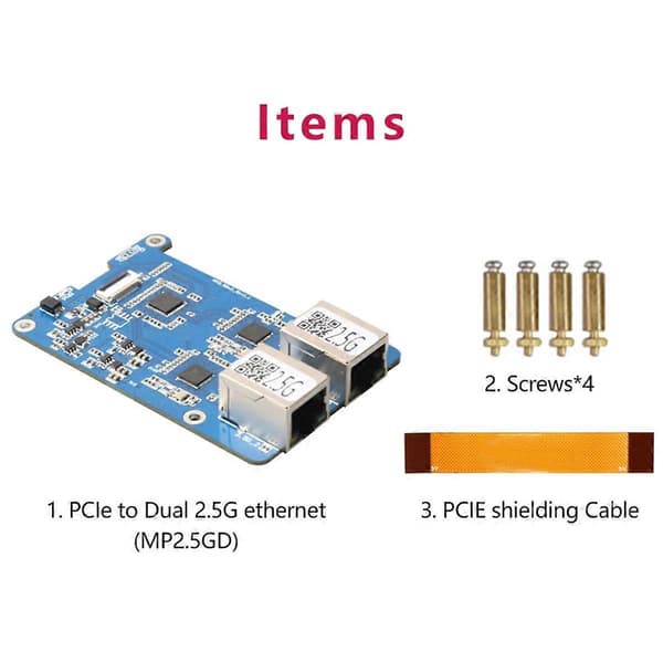 MP2.5GD til Raspberry Pi 5 PCIE til Dobbelt 2.5G Ethernet HAT RTL8125 Udvidelseskort Understøttelse af RPi OS og Blue