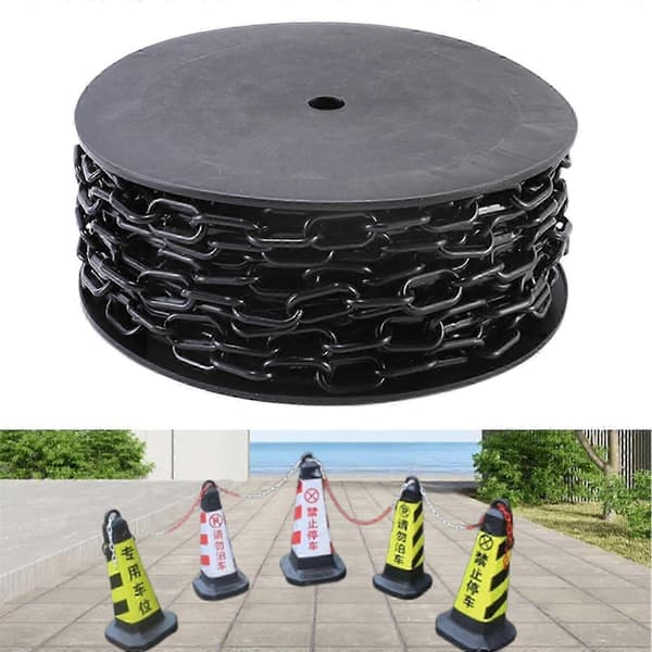 [LLC]Thgh Visibility Safety Barrier Chain PP Plastic Easy Cut Caution Security for Parking Driveway Events Black