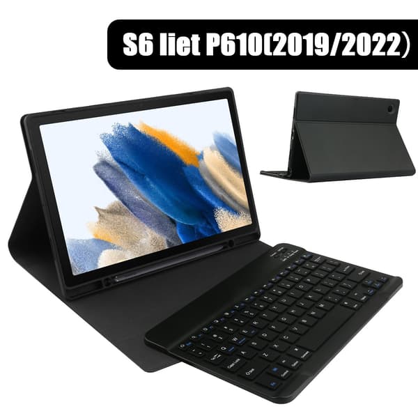 [LLC] Works with Samsung Tab Tablet Case Wireless Bluetooth Keyboard Black black S6 liet P610(2019/2022）