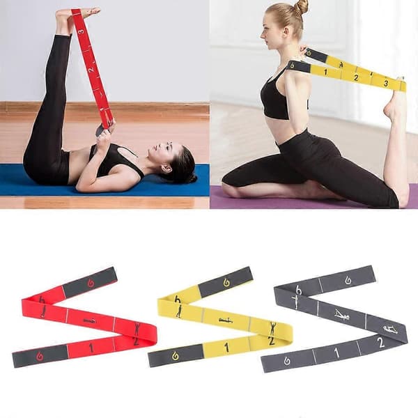 [LLC]8 öglor Bensträckningsband Stretching Yogarem Träningsfysioterapibälten Yellow
