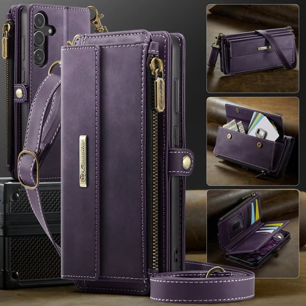 [LLC]CASEME Kunstlæder Pungcover til Samsung Galaxy S24+ Lilla med RFID-beskyttelse