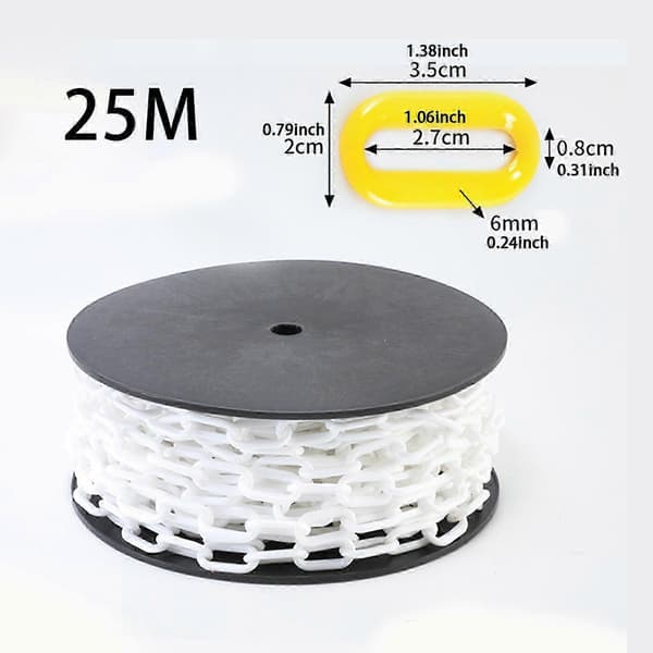 [LLC]Thgh Visibility Safety Barrier Chain PP Plastic Easy Cut Caution Security for Parking Driveway Events White