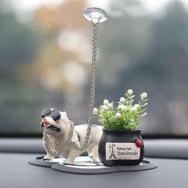 [LLC] Abstrakt kunst hund bilinteriør, 1 stk, hvid A