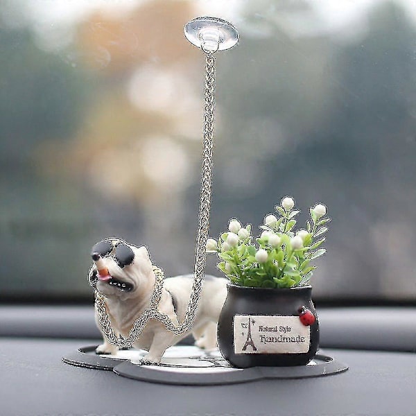 [LLC] Abstrakt kunst hund bilinteriør, 1 stk, hvit A