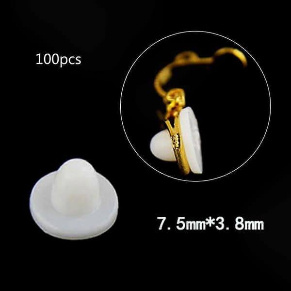[LLC] Thlicone örhängeskuddar för clip-on – 100-pack transparenta mjuka dynor G