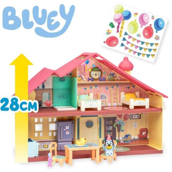 [LLC]Fødselsdagshus - BLUEY - 1 figur + 13 tilbehør - Fra 3 år