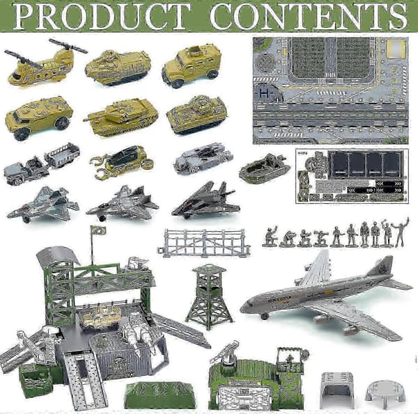 [LLC]Kids Army Leksak Militärbas Lekset med Stridsvagn, Flygplan, Helikopter Soldater Ålder 3