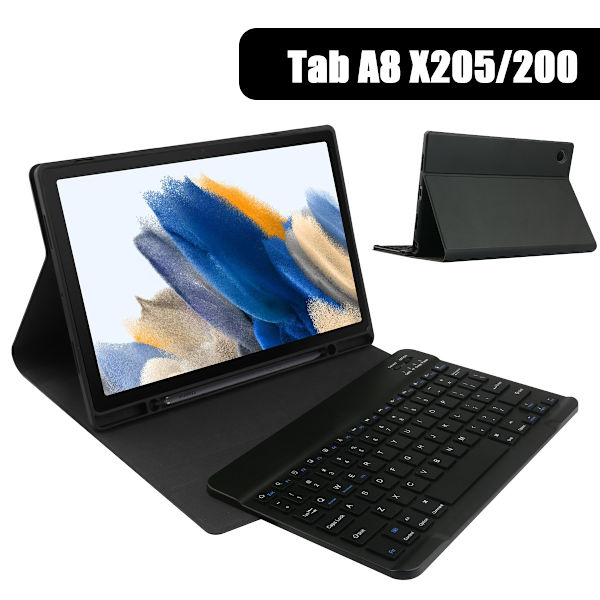 [LLC] Works with Samsung Tab Tablet Case Wireless Bluetooth Keyboard Black black Tab A8 X205/200