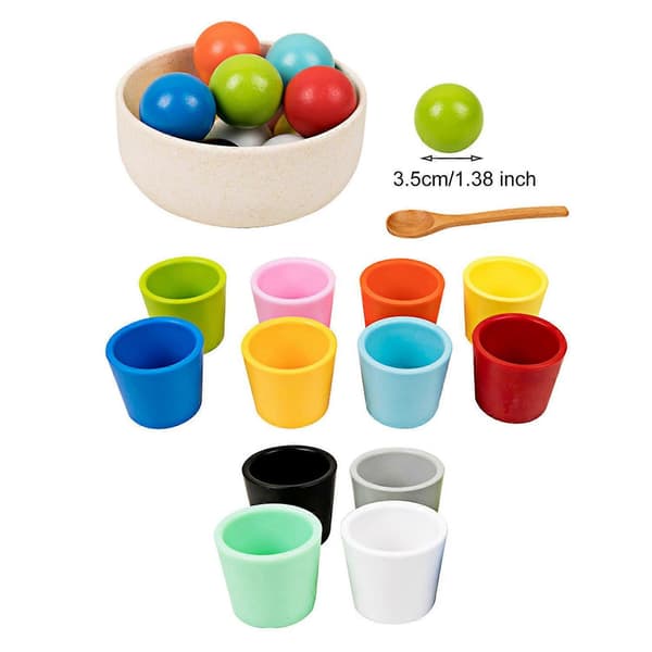[LLC]1 sett trefarge sorteringskopp finmotorikk 12 farger mann ball matchende spill småbarn gutter jenter B