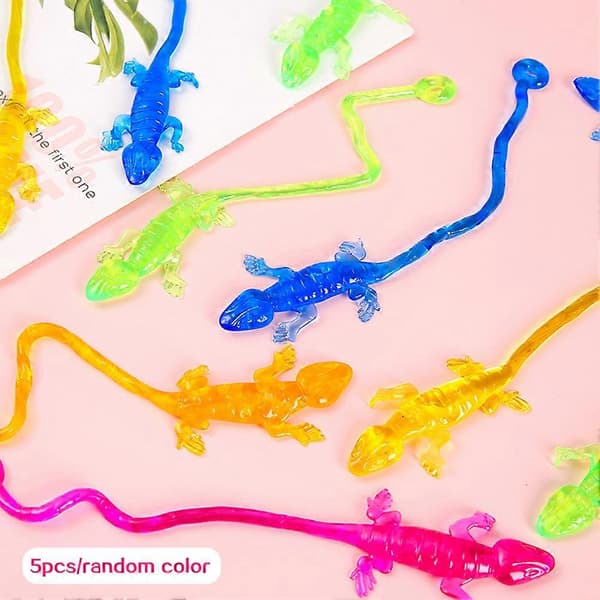 [LLC] 5 stk. Klæbrig øgle, elastisk øglelegetøj, squishy legetøj, øglefigurer, strækbare dyr, festposefyld [WSY] 5pcs