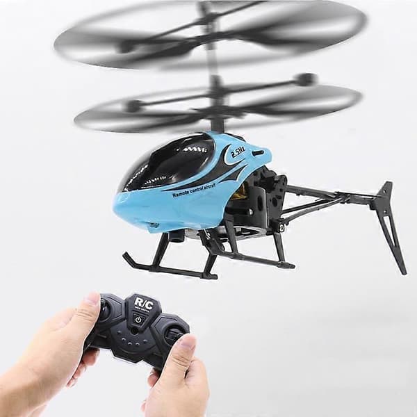 [LLC]Fjernstyret helikopter med lys USB-opladning faldresistent mini blue