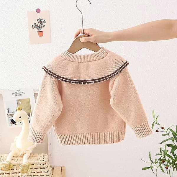 Julesweater til små piger, strikket pullover med julemotiv PINK 110CM