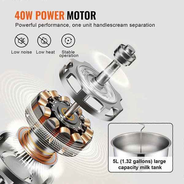 [LLC] Mælkefløde Centrifugal Separator, 304 Rustfrit Stål Elektriske Flødeseparatorer, 100L/H Ydelse 10500RPM Gedemælksseparator