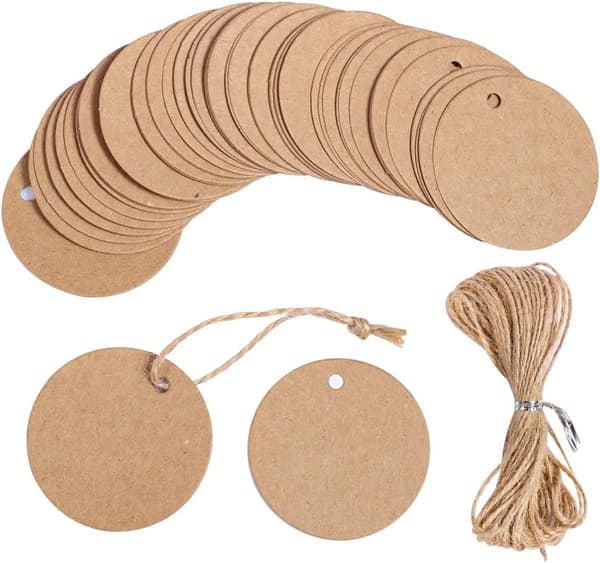 [LLC] 100 Pcs Kraft Labels, 5 cm Diameter Round Kraft Paper Labels
