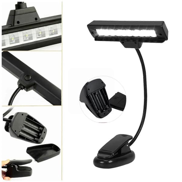 [LLC] Noderingslampe Clip On Klaverlampe 10 LED Professionel Genopladelig Klaverlampe Musiker O7L2