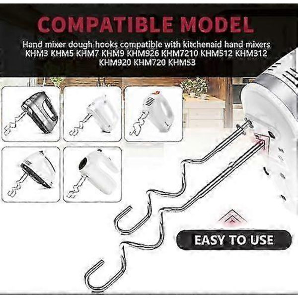 [LLC]KitchenAid Håndmixer Dejkrog Erstatning - Rustfrit Stål til KHM512, 5KSM, KSM, KSMO Modeller