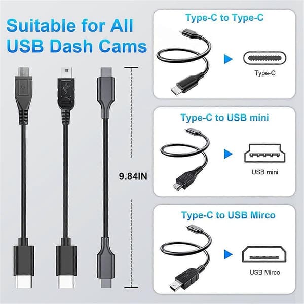 [LLC] Dash Cam Strømadapter til XC40 XC60 XC90 S60 C40 3-bens interface (Model A) Plug and Play Bil Bakspejl