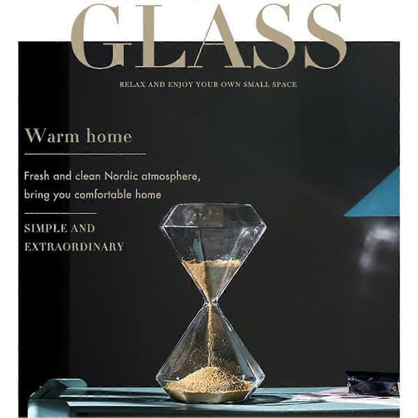 [LLC] Diamantformat timglas i glas, slitstark skrivbordsdekoration för hem och kontor Glod 30min