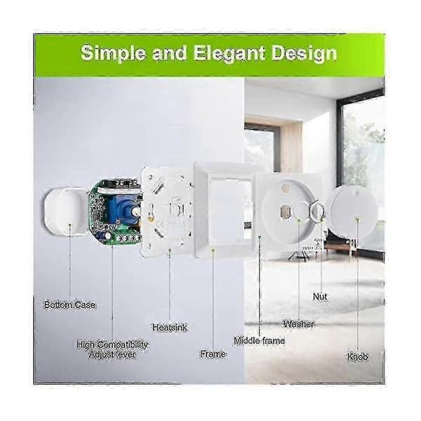 [LLC] LED lysdæmperkontakt, forsænket lysdæmper til dæmpbar LED og halogen, 5-300 W lysdæmperkontakt LED, Ph